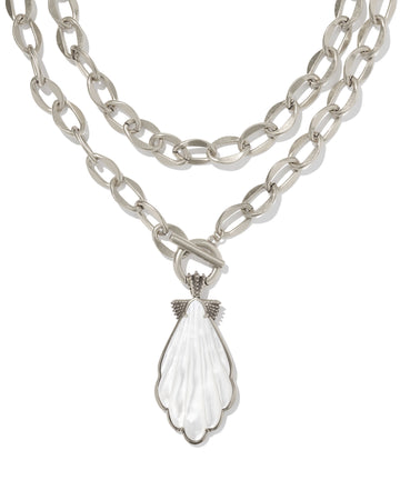 KENDRA SCOTT- Alexa Vintage Silver Statement Necklace in Ivory Mother of Pearl